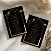 Invitation Celestial Black Gold Bilingue Espagnol Quinceañera