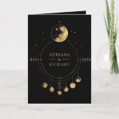 Invitation Celestial Black Gold Crescent Moon Phases Wedding (Devant)