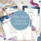 Invitation Celestial, bleu violet et Mariage Carré Turquoise