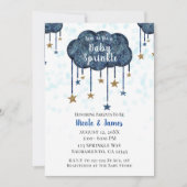 Invitation Celestial Blue Gold Stars Baby Sprinkle Douche Inv (Devant)
