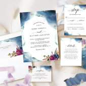 Invitation Celestial Blue, Purple and Teal Watercolor Wedding