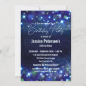 Invitation Celestial Blue Twinkle Lights 50e fête d'anniversa (Devant)