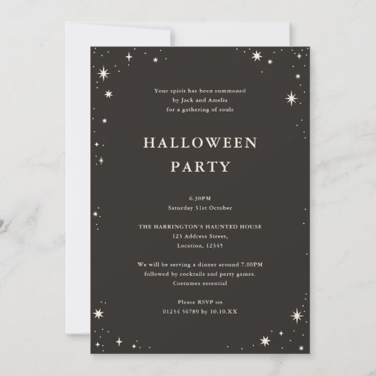 Invitation Celestial Boho Tarot Star Halloween noir (Devant)