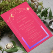 Invitation Celestial Chic Fuchsia Pink Star Moon Espace photo