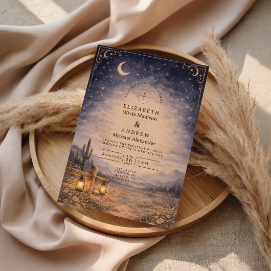 Invitation Celestial Desert Moonlit Western Wedding