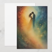 Invitation Celestial Embrace Watercolor Art, Couple (Devant / Derrière)