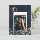 Invitation Celestial Floral Moon Graduation Announcement (Debout devant)