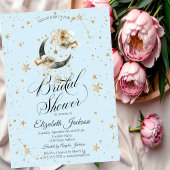 Invitation Celestial Gold Moon Stars Light Blue