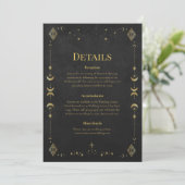 Invitation Celestial Gothic Black and Gold Wedding Details (Debout devant)