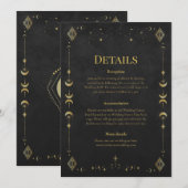 Invitation Celestial Gothic Black and Gold Wedding Details (Devant / Derrière)