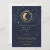Invitation Celestial Midnight Blue Anglais Mariage espagnol (Devant)