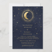 Invitation Celestial Midnight Blue Anglais Mariage espagnol (Dos)