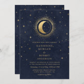 Invitation Celestial Midnight Blue Anglais Mariage espagnol (Devant / Derrière)