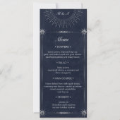 Invitation Celestial Midnight Blue Silver Mariage Diner Menu (Devant)