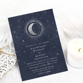 Invitation celestial midnight blue stars moon Wedding Invitat