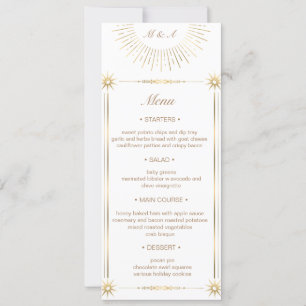 Invitation Celestial Midnight Gold Mariage Dinner Menu