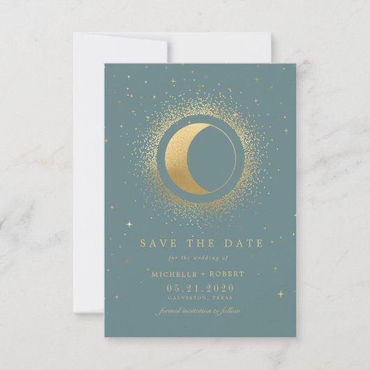 Invitation Celestial Midnight Stars Photo Enregistrer La Date (Devant)