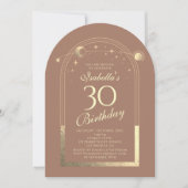 Invitation Celestial Mocha Gold Sun Moon Stars 30e anniversai (Devant)