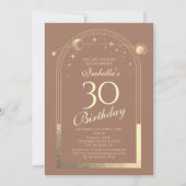 Invitation Celestial Mocha Gold Sun Moon Stars 30e anniversai (Devant)