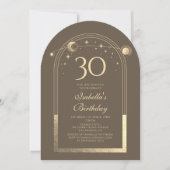 Invitation Celestial Mocha Gold Sun Moon Stars 30e anniversai (Devant)