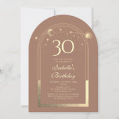 Invitation Celestial Mocha Gold Sun Moon Stars 30e anniversai (Devant)