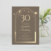Invitation Celestial Mocha Gold Sun Moon Stars 30e anniversai (Debout devant)