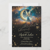 Invitation Celestial Moon Blue Fairy Stars Bridal Shower (Devant)