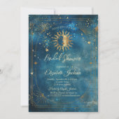 Invitation Celestial Moon Frame Blue Bridal Shower (Devant)