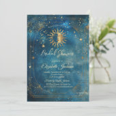 Invitation Celestial Moon Frame Blue Bridal Shower (Debout devant)