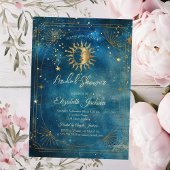Invitation Celestial Moon Frame Blue Bridal Shower