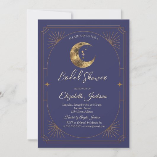Invitation Celestial Moon Frame Violet Bridal Shower (Devant)