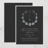 Invitation Celestial Moon Phase Black Dark Night Sky Wedding (Devant / Derrière)