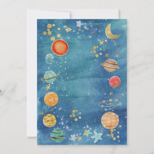 Invitation Celestial Moon Planet Space Baby Shower  (Dos)