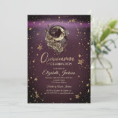 Invitation Celestial Moon Roses Stars Burgundy Quinceanera (Debout devant)