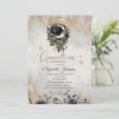Invitation Celestial  Moon Roses Stars Quinceanera  (Debout devant)
