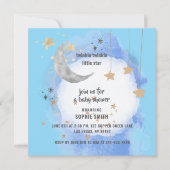 Invitation Celestial Moon Stars, Dark Blue And Gold (Devant)