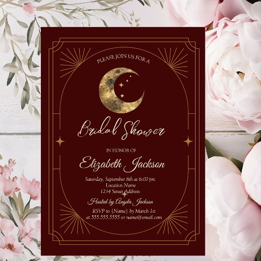 Invitation Celestial Moon Stars Dark Bridal Shower