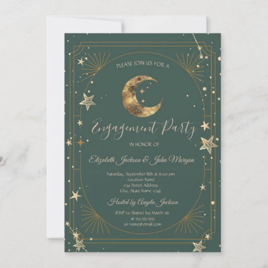 Invitation Celestial Moon Stars Frame (Devant)