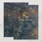 Invitation Celestial Moon Stars Frame Dark Galaxy (Devant / Derrière)