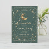 Invitation Celestial Moon Stars Frame Quinceanera (Debout devant)