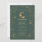 Invitation Celestial Moon Stars Frame Wedding (Devant)