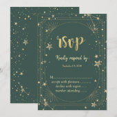 Invitation Celestial Moon Stars Frame Wedding RSVP   (Devant / Derrière)