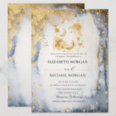 Invitation Celestial Moon,Stars Galaxy Wedding  (Devant / Derrière)