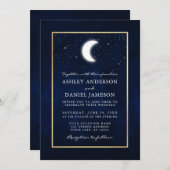Invitation Celestial Moon Stars Gold Photo Mariage (Devant / Derrière)