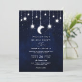 Invitation Celestial Moon Stars String Lights QR Code Wedding (Debout devant)