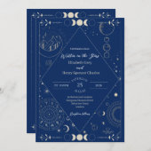 Invitation Celestial moon sun stars constellations wedding (Devant / Derrière)