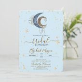 Invitation Celestial Moons,Stars Light Blue Bridal Luncheon  (Debout devant)