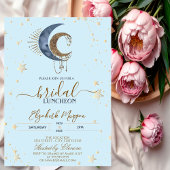 Invitation Celestial Moons,Stars Light Blue Bridal Luncheon 