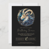 Invitation Celestial Sea Goat Star Sign Black Gold Capricorn (Devant)