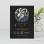 Invitation Celestial Sea Goat Star Sign Black Gold Capricorn (Debout devant)